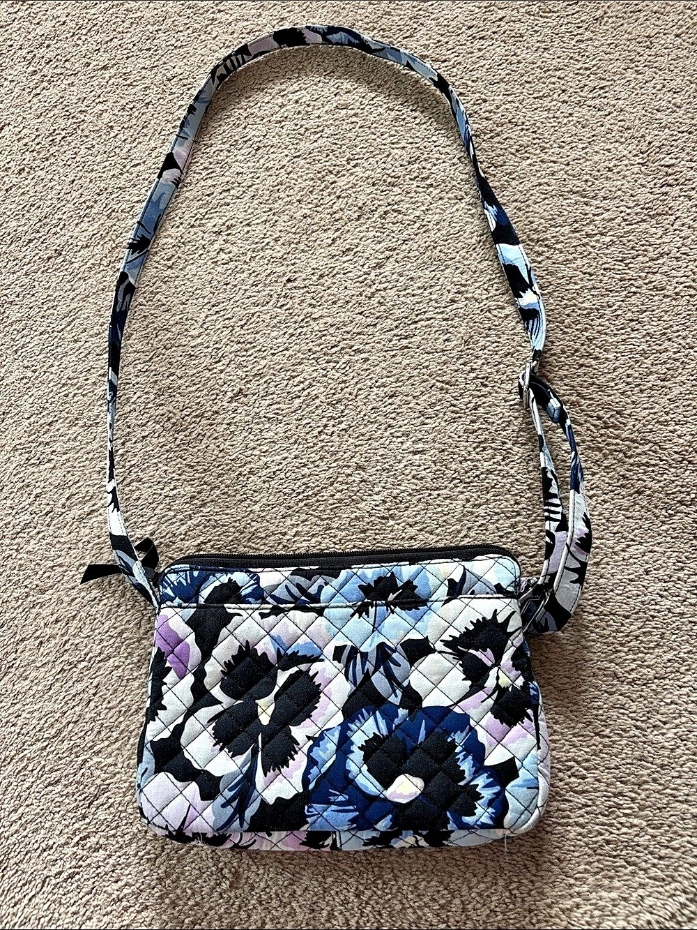 Vera Bradley Original Zip Hipster Floral Crossbody Blue & Black